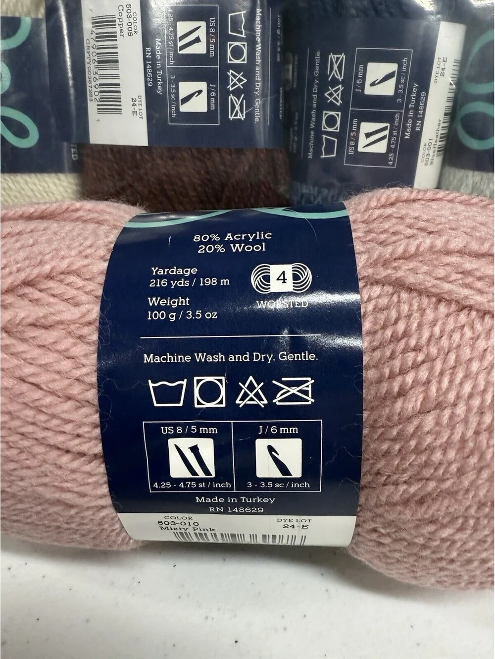 Sprightly Yarns Acrylic Wool Worsted Mixed Color 5 Skein Lot